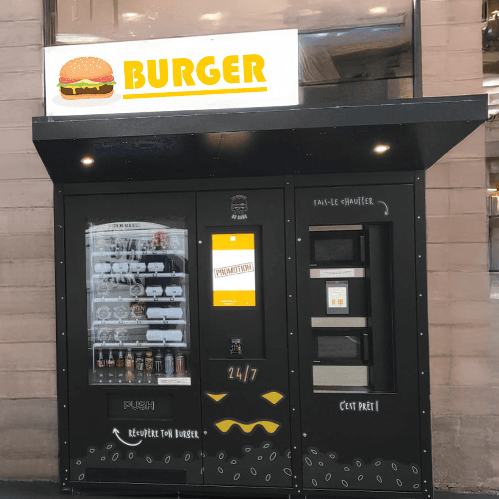 Hamburger,Distributeur burger,distributeur automatique de burger,kiosque à burger,snacking,innovation,l'innovation,caracteristique technique
